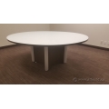 71.5 in Espresso Round  Boardroom Table w/White backed Glass Top